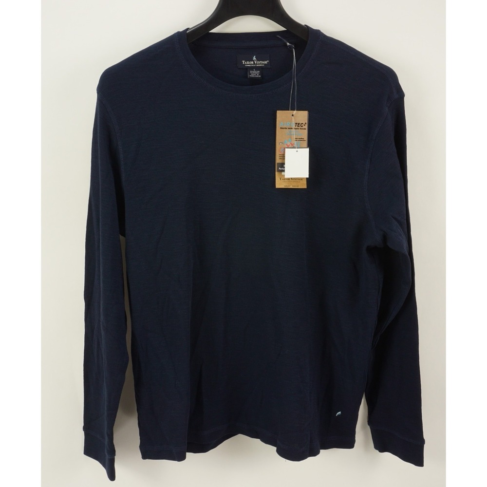 New Tailor Vintage Airotec Performance Cotton Crew T-Shirt Men's Large Navy Blue